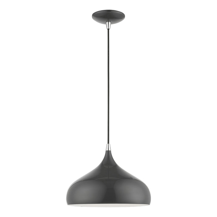 Livex Lighting - 41172-96 - One Light Pendant - Amador - Shiny Dark Gray with Polished Chrome