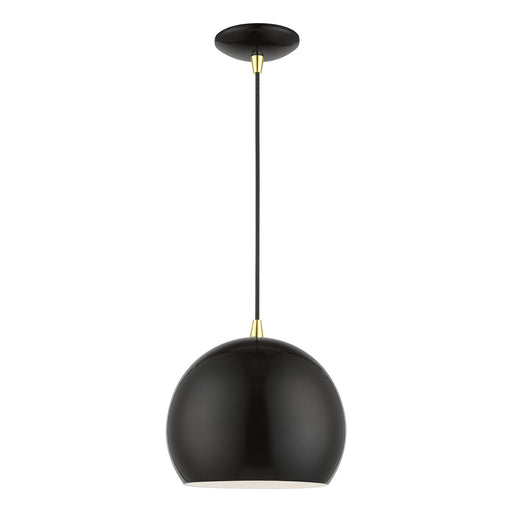 Livex Lighting - 41181-68 - One Light Pendant - Piedmont - Shiny Black with Polished Brass