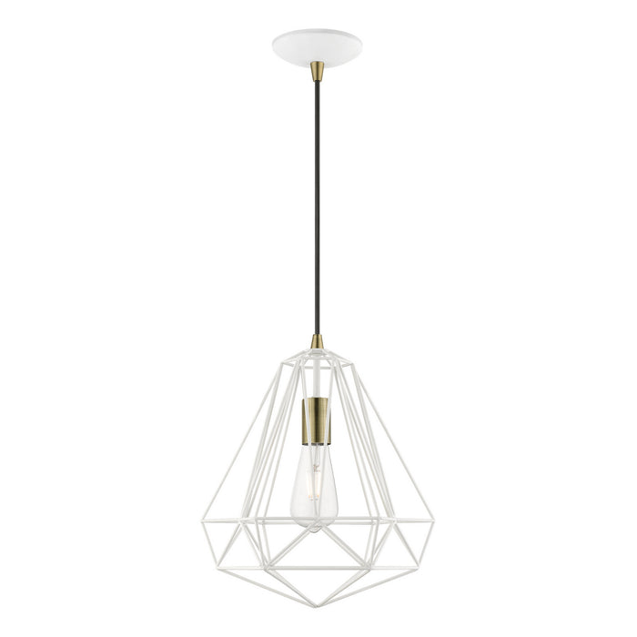 Livex Lighting - 41324-13 - One Light Pendant - Knox - Textured White with Antique Brass