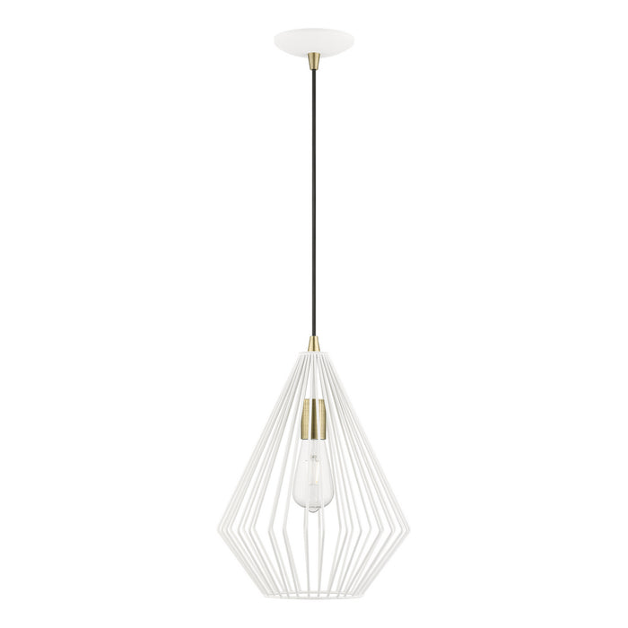 Livex Lighting - 41325-13 - One Light Pendant - Linz - Textured White with Antique Brass