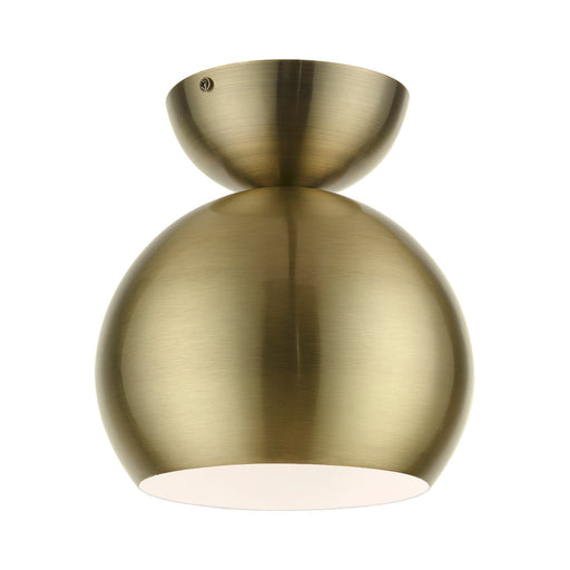 Livex Lighting - 45487-01 - One Light Semi-Flush Mount - Stockton - Antique Brass