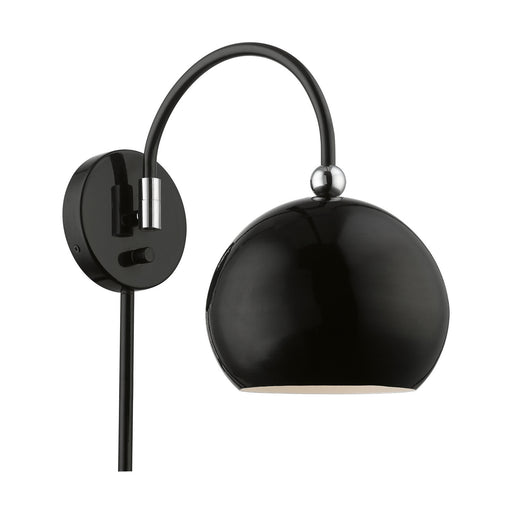 Livex Lighting - 45489-68 - One Light Swing Arm Wall Lamp - Stockton - Shiny Black with Polished Chrome