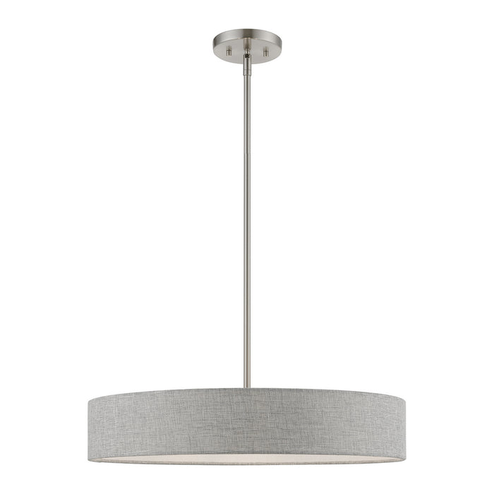 Livex Lighting - 46144-91 - Four Light Pendant - Elmhurst - Brushed Nickel with Shiny White