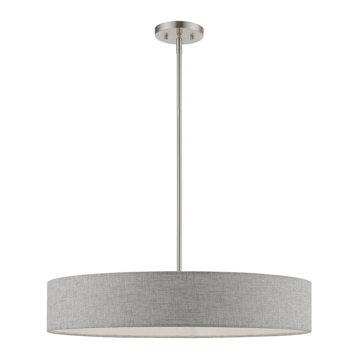 Livex Lighting - 46145-91 - Five Light Pendant - Elmhurst - Brushed Nickel with Shiny White