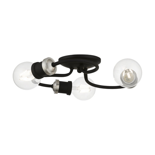 Livex Lighting - 46383-04 - Three Light Flush Mount - Bromley - Black with Brushed Nickel