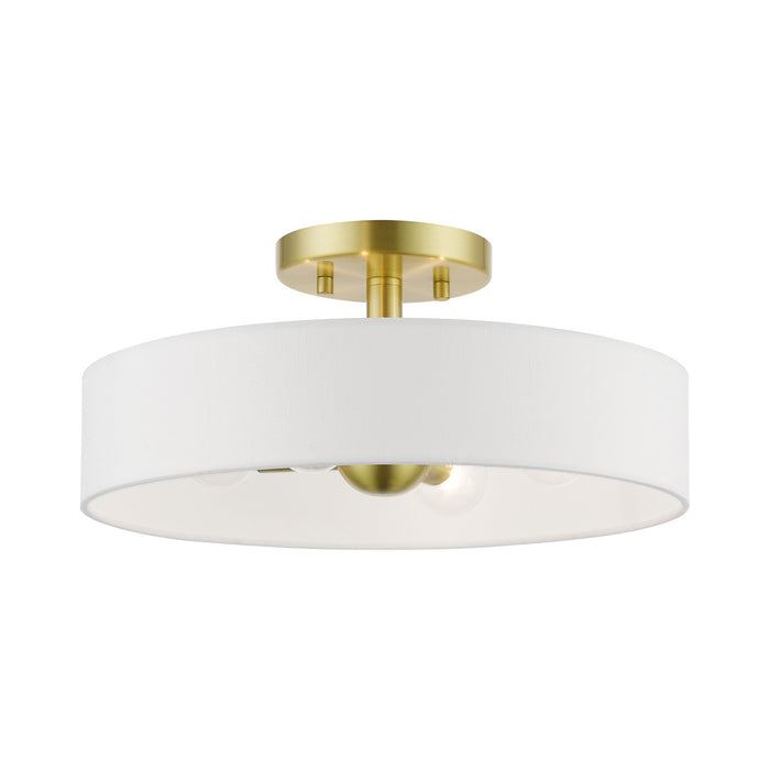 Livex Lighting - 46927-12 - Four Light Semi-Flush Mount - Venlo - Satin Brass with Shiny White