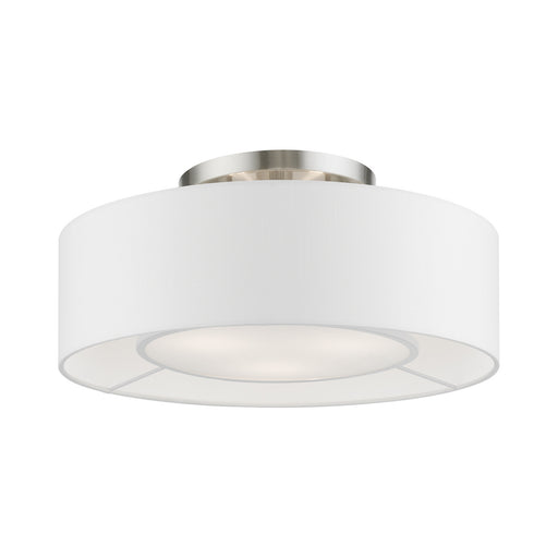 Livex Lighting - 47173-91 - Three Light Semi-Flush Mount - Gilmore - Brushed Nickel with Shiny White