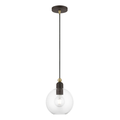 Livex Lighting - 48972-07 - One Light Pendant - Downtown - Bronze with Antique Brass