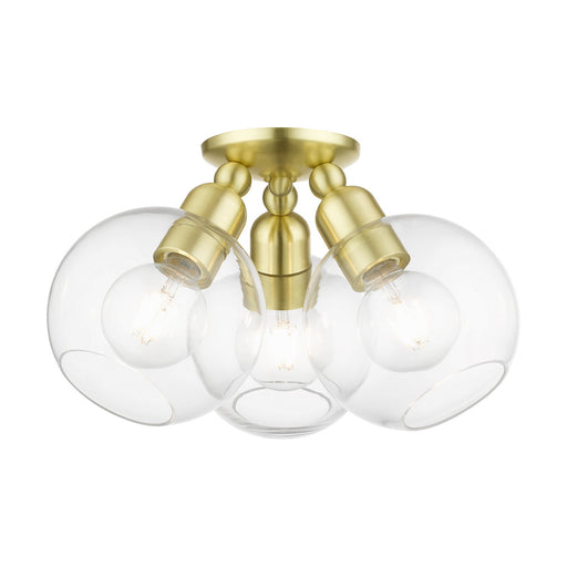 Livex Lighting - 48978-12 - Three Light Semi-Flush Mount - Downtown - Satin Brass