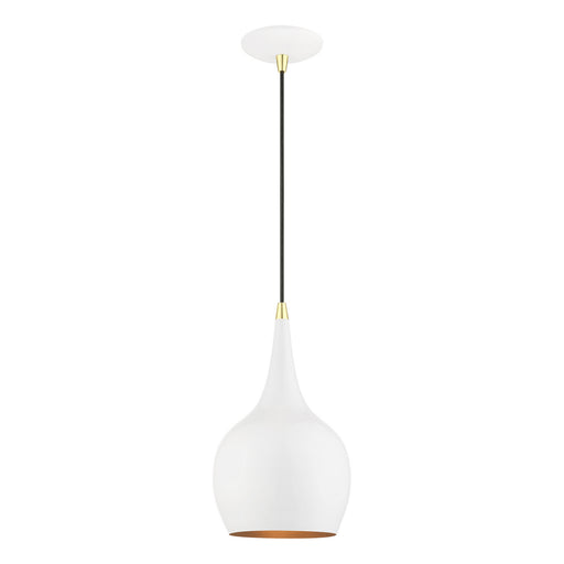 Livex Lighting - 49016-69 - One Light Mini Pendant - Andes - Shiny White with Polished Brass