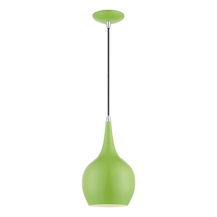 Livex Lighting - 49016-78 - One Light Mini Pendant - Andes - Shiny Apple Green with Polished Chrome