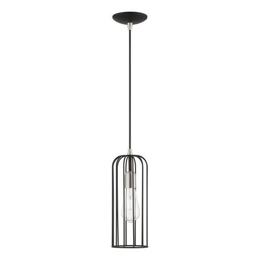 Livex Lighting - 49713-04 - One Light Pendant - Glenbrook - Black with Brushed Nickel