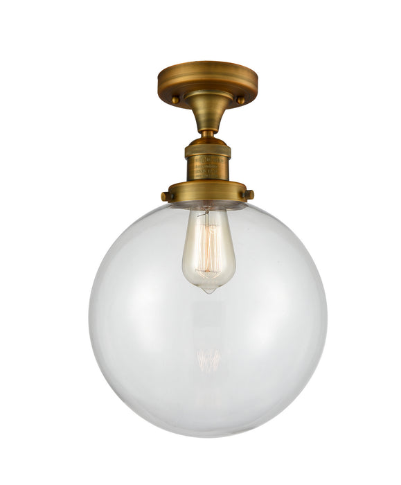 Innovations - 517-1CH-BB-G202-10-LED - LED Semi-Flush Mount - Franklin Restoration - Brushed Brass