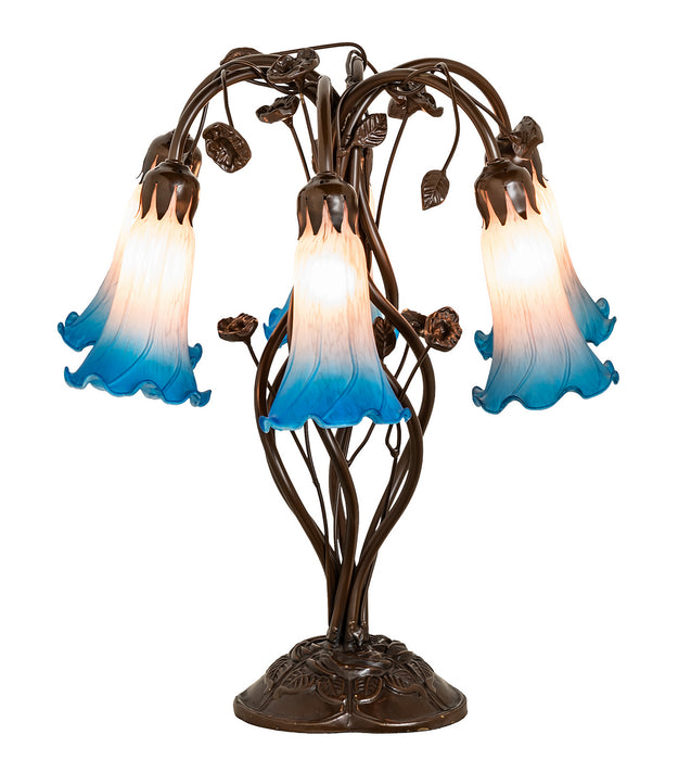 Meyda Tiffany - 255811 - Six Light Table Lamp - Pink/Blue Pond Lily - Mahogany Bronze