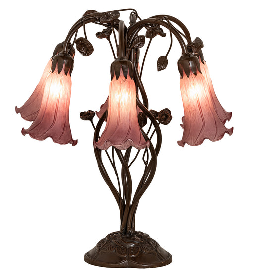 Meyda Tiffany - 255812 - Six Light Table Lamp - Lavender Pond Lily - Mahogany Bronze