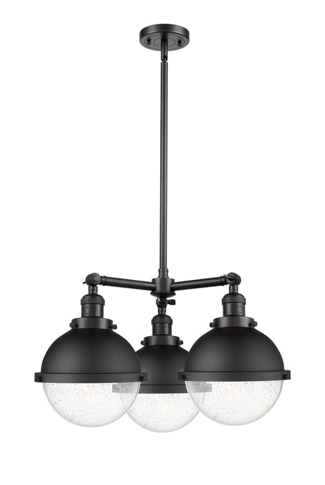 Innovations - 207-BK-HFS-84-BK - Three Light Chandelier - Franklin Restoration - Matte Black