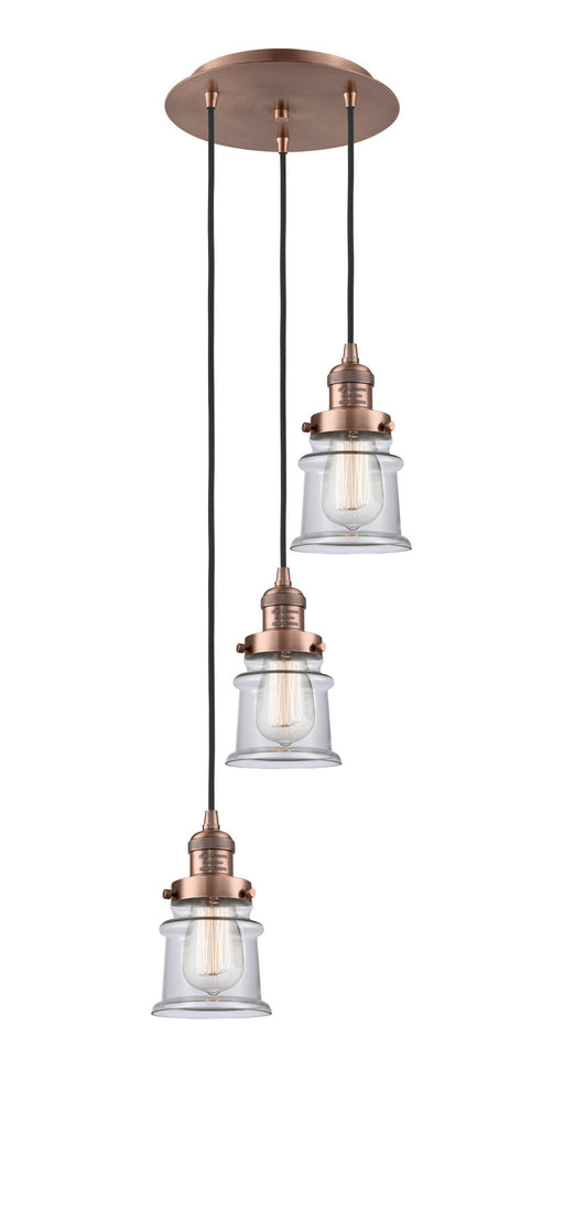 Innovations - 113F-3P-AC-G182S - Three Light Pendant - Franklin Restoration - Antique Copper