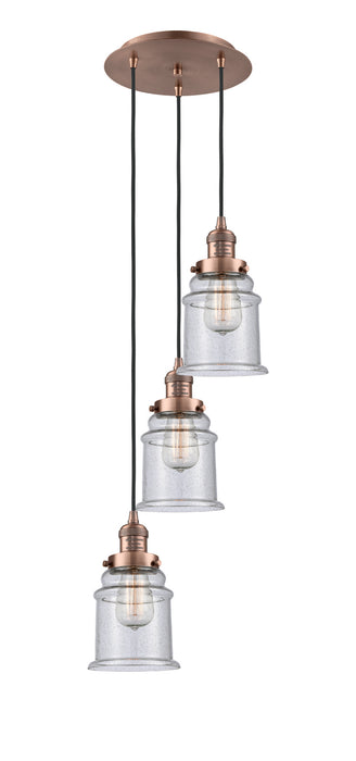 Innovations - 113F-3P-AC-G184 - Three Light Pendant - Franklin Restoration - Antique Copper