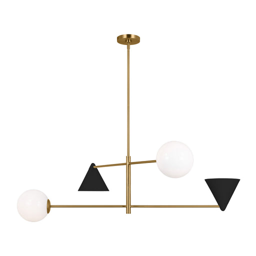 Visual Comfort Studio - AEC1094MBKBBS - Four Light Chandelier - Cosmo - Midnight Black and Burnished Brass