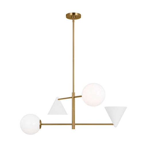 Visual Comfort Studio - AEC1104MWTBBS - Four Light Chandelier - Cosmo - Matte White and Burnished Brass
