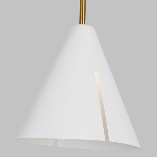 Visual Comfort Studio - KP1131MWTBBS-L1 - LED Pendant - Cambre - Matte White and Burnished Brass