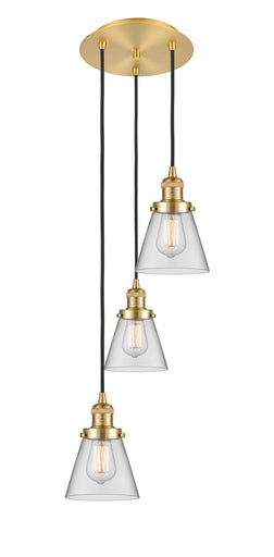 Franklin Restoration Three Light Pendant Satin Gold