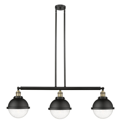 Innovations - 213-BAB-HFS-84-BK - Three Light Island Pendant - Franklin Restoration - Black Antique Brass