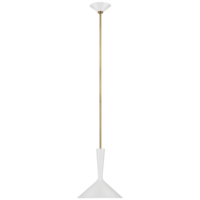 Visual Comfort - ARN 5540WHT/HAB - LED Pendant - Rosetta - Matte White And Hand-Rubbed Antique Brass