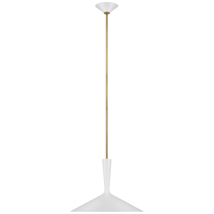 Visual Comfort - ARN 5541WHT/HAB - LED Pendant - Rosetta - Matte White And Hand-Rubbed Antique Brass