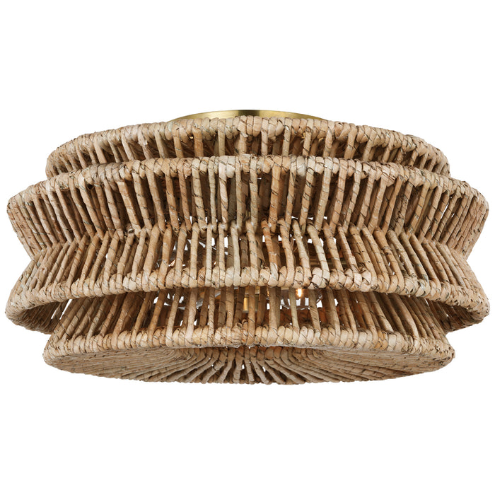Visual Comfort - CHC 4015AB/NAB - LED Semi-Flush Mount - Antigua - Antique-Burnished Brass And Natural Abaca