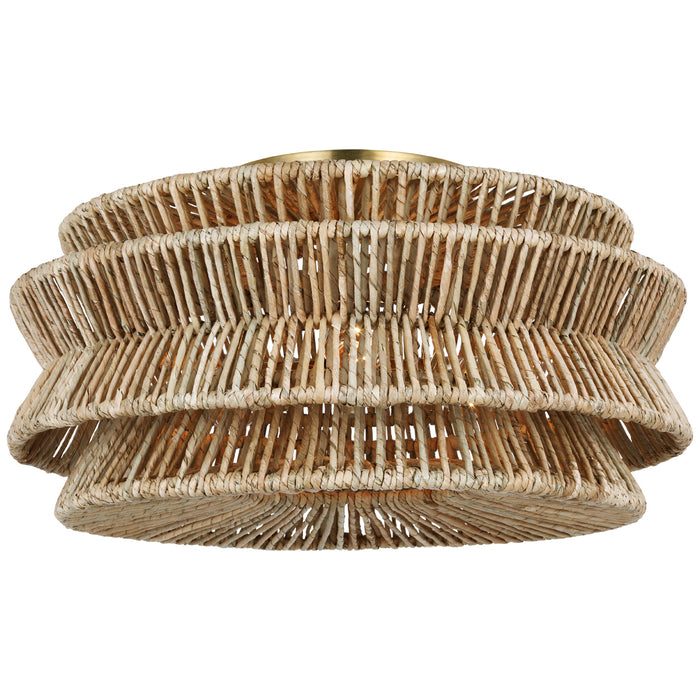 Visual Comfort - CHC 4016AB/NAB - LED Semi-Flush Mount - Antigua - Antique-Burnished Brass And Natural Abaca