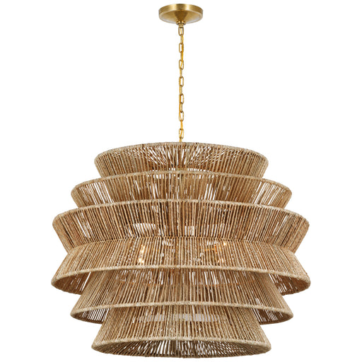 Visual Comfort - CHC 5017AB/NAB - LED Chandelier - Antigua - Antique-Burnished Brass And Natural Abaca