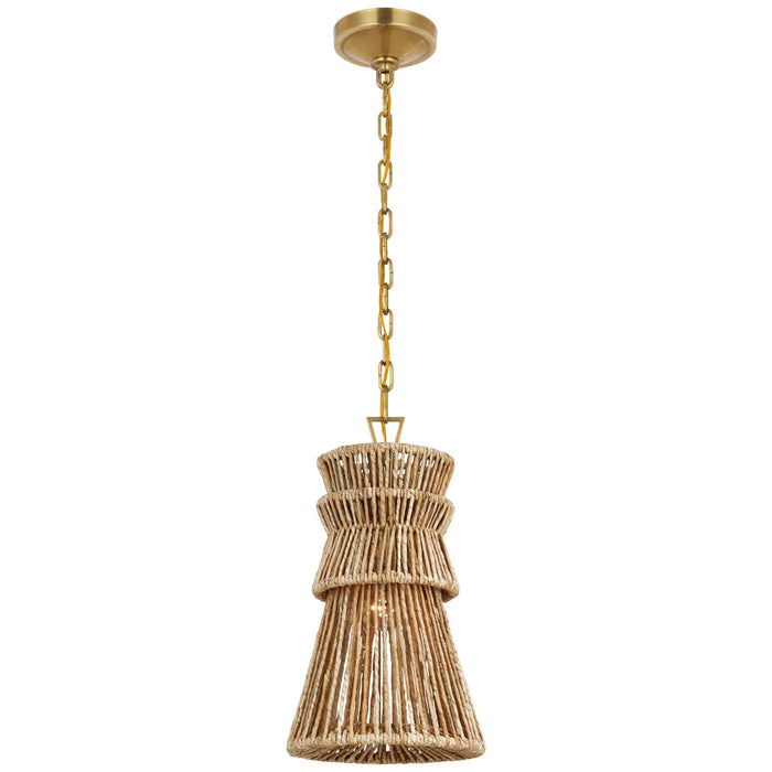 Visual Comfort - CHC 5020AB/NAB - LED Pendant - Antigua - Antique-Burnished Brass And Natural Abaca