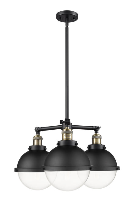 Innovations - 207-BAB-HFS-82-BK - Three Light Chandelier - Franklin Restoration - Black Antique Brass