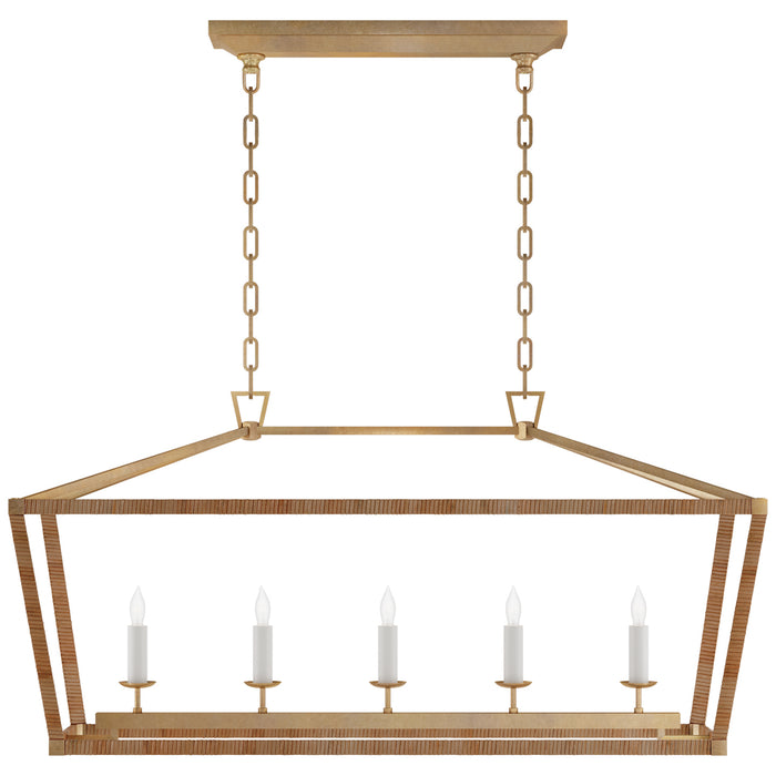 Visual Comfort - CHC 5765AB/NRT - LED Linear Pendant - Darlana5 - Antique-Burnished Brass And Natural Rattan