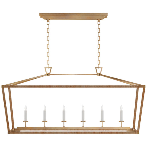 Visual Comfort - CHC 5766AB/NRT - LED Linear Pendant - Darlana5 - Antique-Burnished Brass And Natural Rattan
