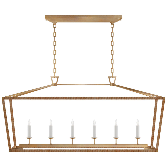 Visual Comfort - CHC 5766AB/NRT - LED Linear Pendant - Darlana5 - Antique-Burnished Brass And Natural Rattan