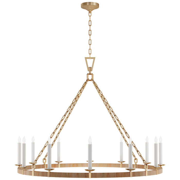 Visual Comfort - CHC 5874AB/NRT - LED Chandelier - Darlana5 - Antique-Burnished Brass And Natural Rattan