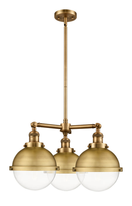 Innovations - 207-BB-HFS-82-BB - Three Light Chandelier - Franklin Restoration - Brushed Brass