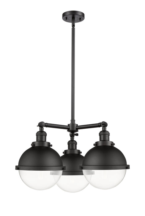 Innovations - 207-BK-HFS-82-BK - Three Light Chandelier - Franklin Restoration - Matte Black