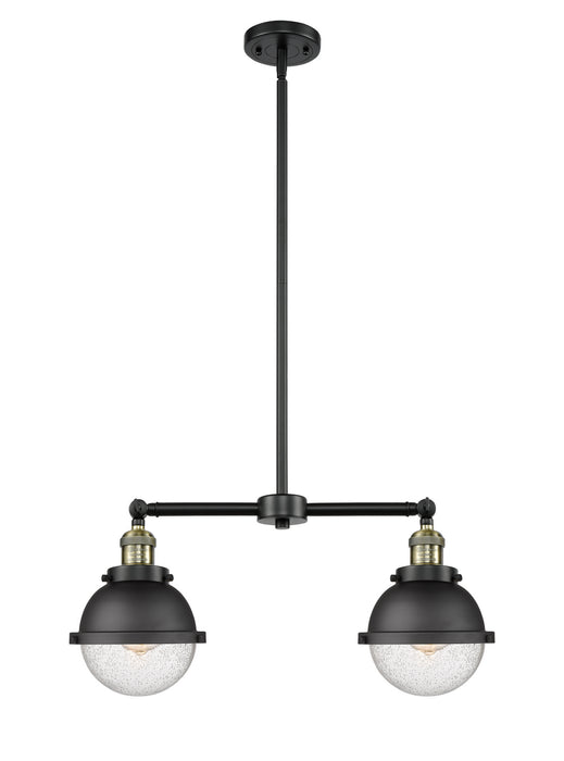 Innovations - 209-BAB-HFS-64-BK - Two Light Island Pendant - Franklin Restoration - Black Antique Brass