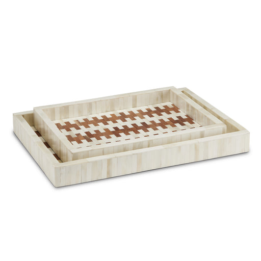 Currey and Company - 1200-0636 - Tray Set of 2 - White/Natural