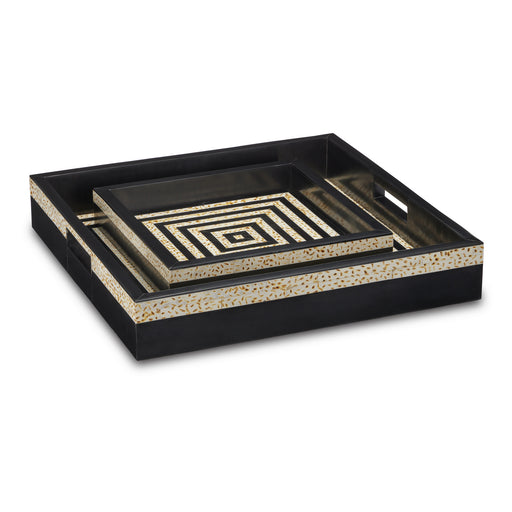 Currey and Company - 1200-0637 - Tray Set of 2 - Black/White