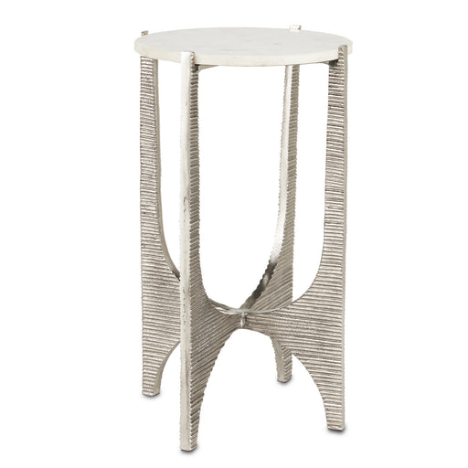 Currey and Company - 4000-0142 - Accent Table - Antique Nickel/White