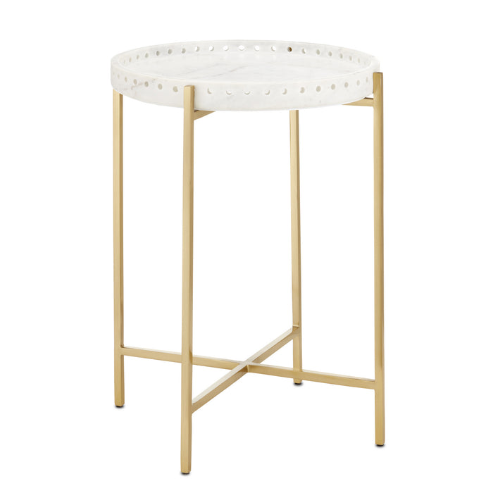 Currey and Company - 4000-0146 - Accent Table - White/Antique Brass