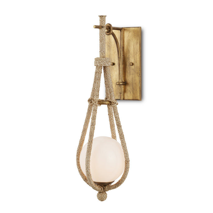 Currey and Company - 5000-0211 - One Light Wall Sconce - Natural Rope/Dorado Gold/Frosted