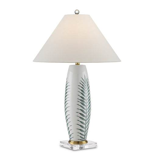 Currey and Company - 6000-0843 - One Light Table Lamp - White/Green/Clear/Polished Brass