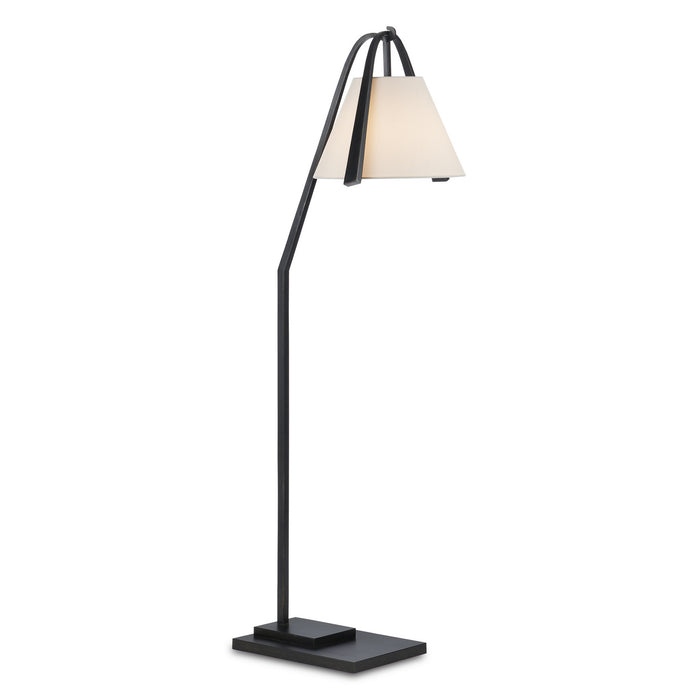 Currey and Company - 8000-0122 - One Light Floor Lamp - Satin Black/Brushed Brown