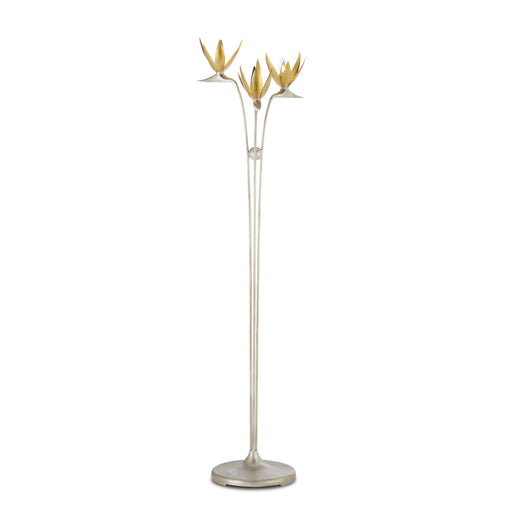 Currey and Company - 8000-0130 - Three Light Floor Lamp - Contemporary Silver Leaf/Contemporary Gold Leaf