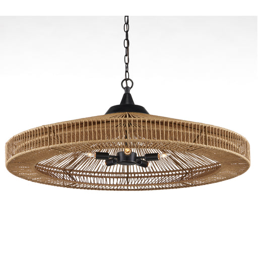 Currey and Company - 9000-0921 - Five Light Chandelier - Natural/Satin Black
